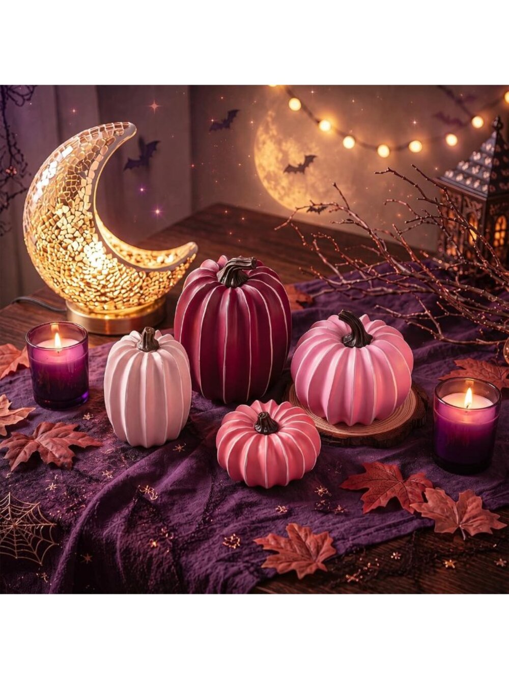 4 Pcs Fall Pumpkin Decor - Harvest Fake Resin Pumpkins for Thanksgiving - Picture 3 of 6
